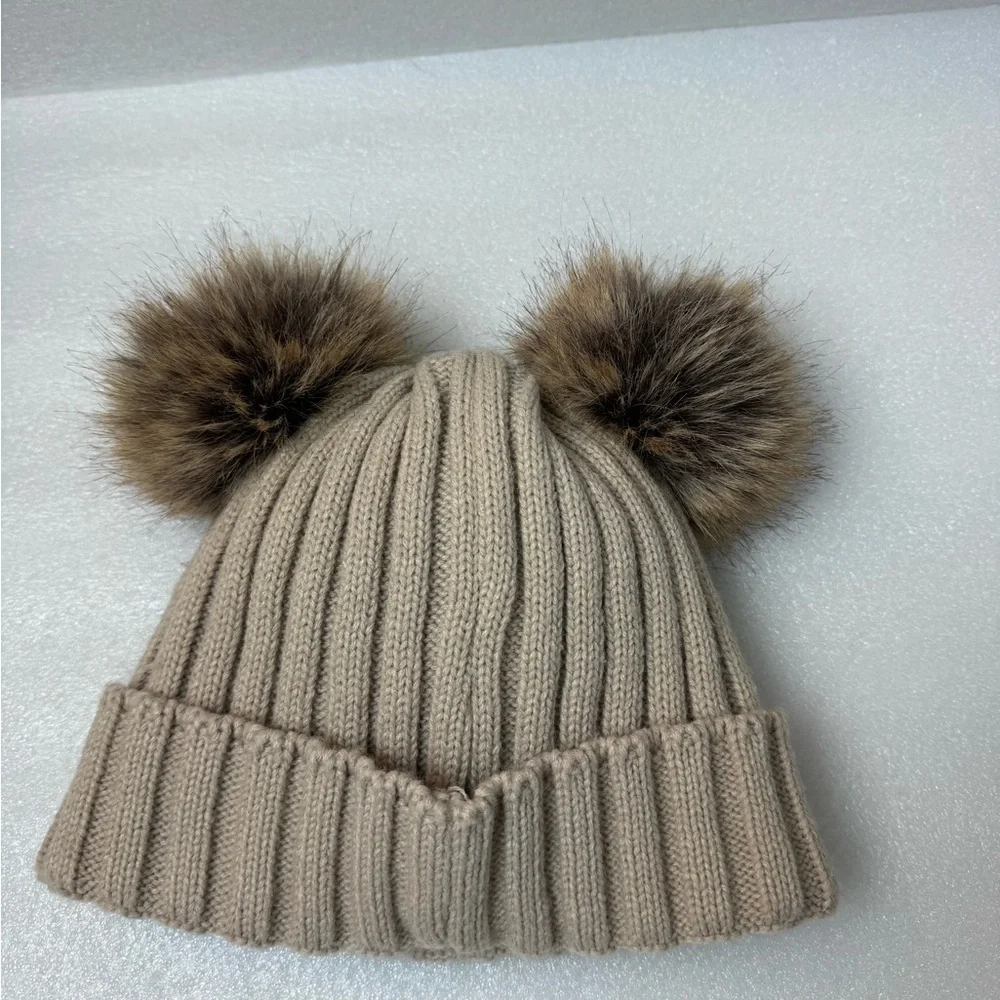 Kids’ Beanie Pom Pom Night Light Headlamp Tan Natural Color